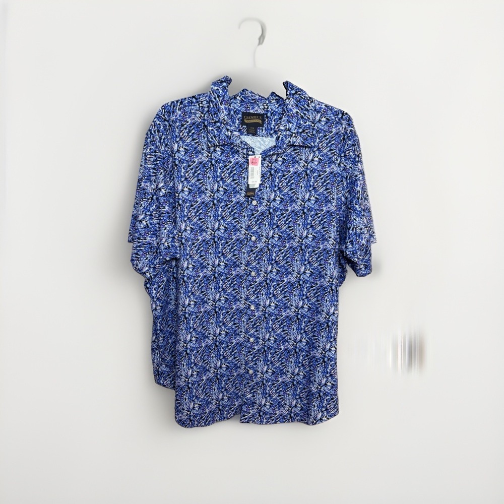 Cremieux Premium Denim Men's 3XB Blue Abstract Print Stretch Shirt NWT F197